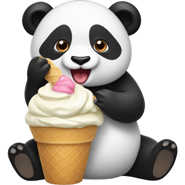 Panda eating ice cream emoji