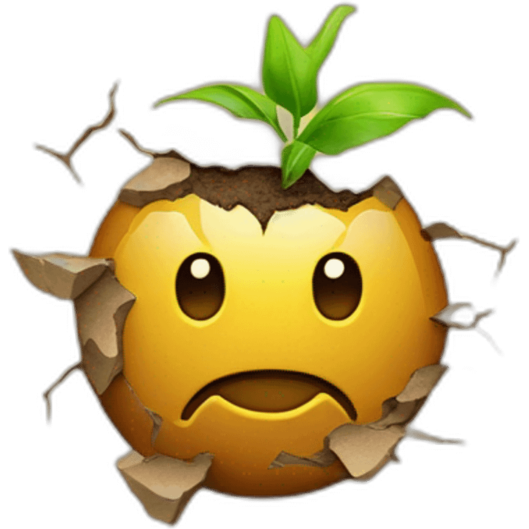 emoji symbolizing drought: cracked earth, withered plant. emoji