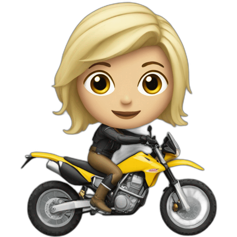 blonde on an enduro motorcycle emoji