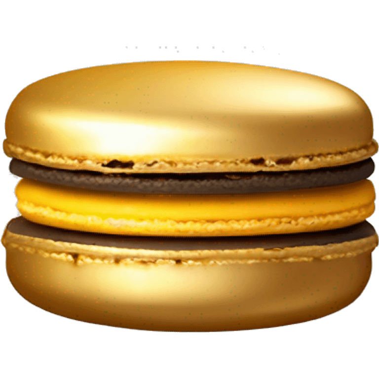 Realistic metallic gold macaroon with gradient colorful filling  emoji