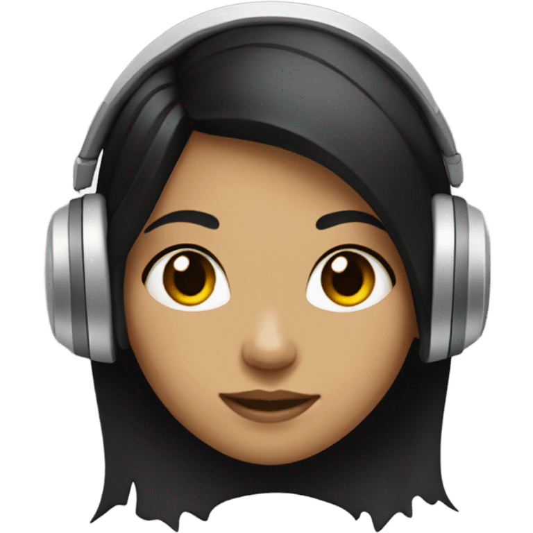 A girl with black hair wearing headphones emoji