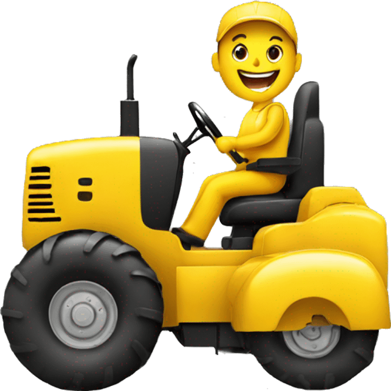 happy person driving giant tractor yellow emoji