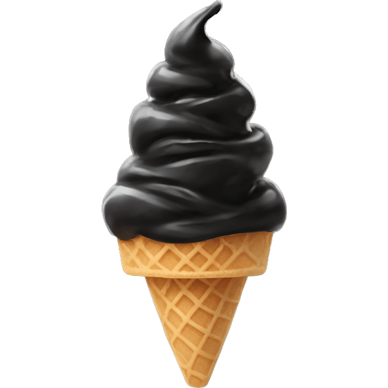 A all black ice cream  on a all black waffle cone emoji