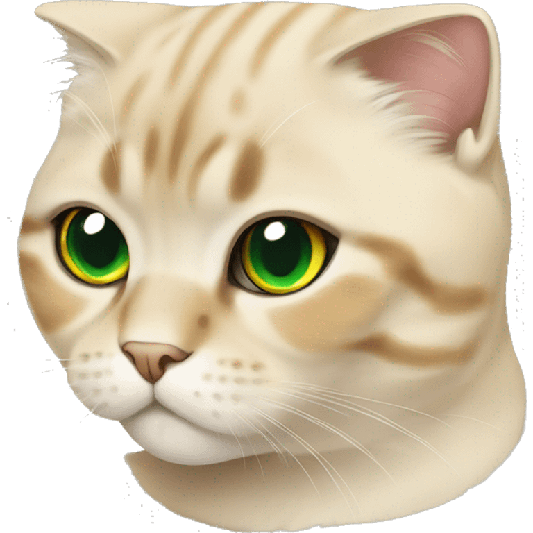 Scottish fold cat with green eyes and golden color emoji