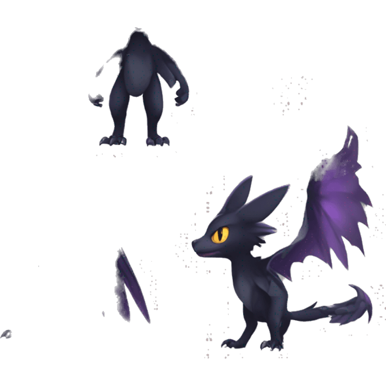 Edgy Cool Fluffy Winged Dark type Shadow type Nargacuga-Noivern-Pokémon-fusion-cat Full Body emoji