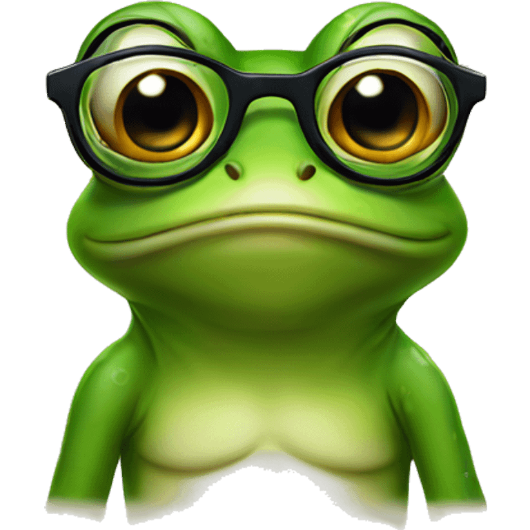 Frog wearing glasses emoji