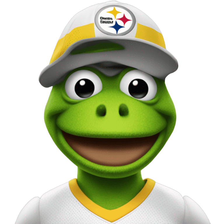 kermit the frog wearing a pittsburgh steelers jersey  emoji