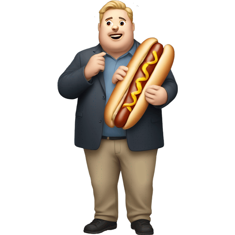 Fat guy holding a hot dog emoji