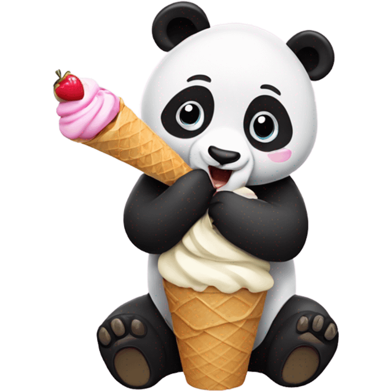 Panda eating ice cream emoji