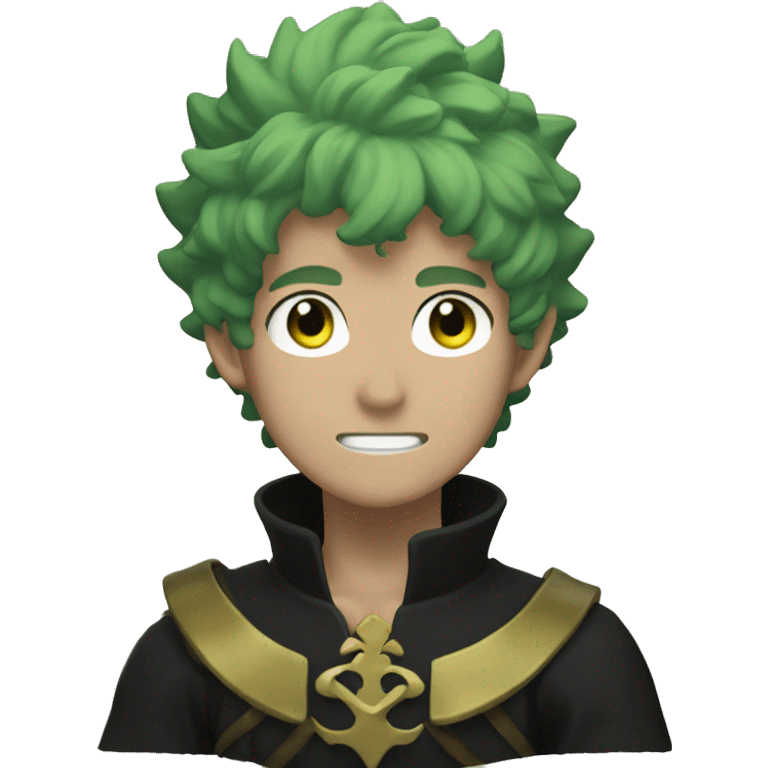 Black clover with gold with green hair emoji