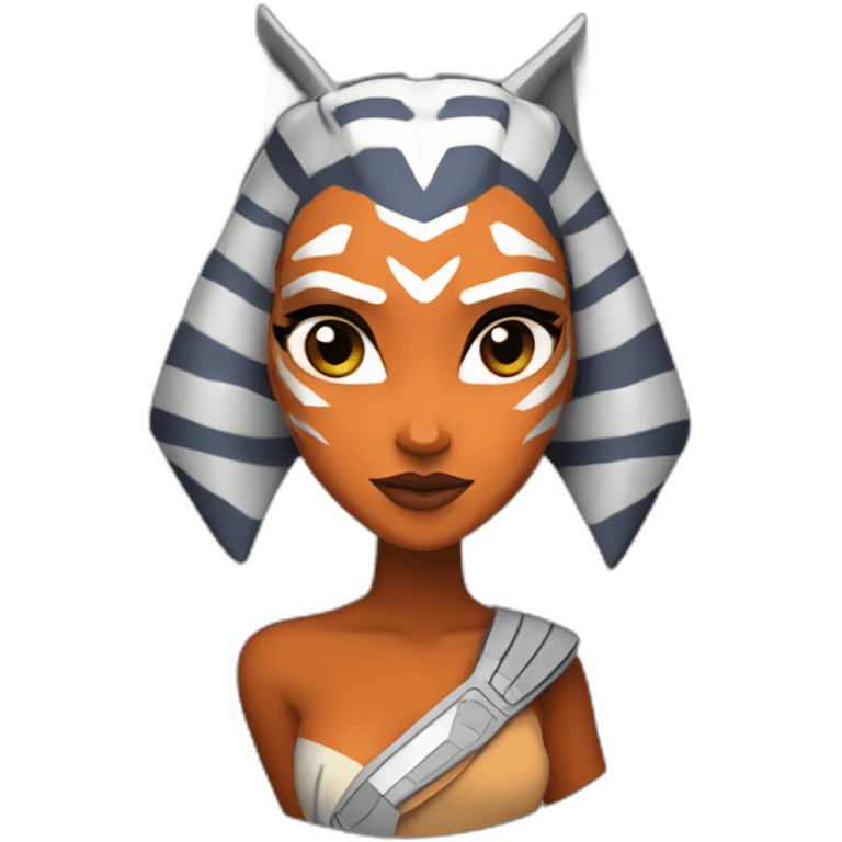 Sexy Ahsoka Tano (superhero pose) (cute) (portrait, front facing, Apple iOS 17 style) (small horns) emoji