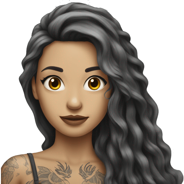 tattooed woman very attractive long hair emoji