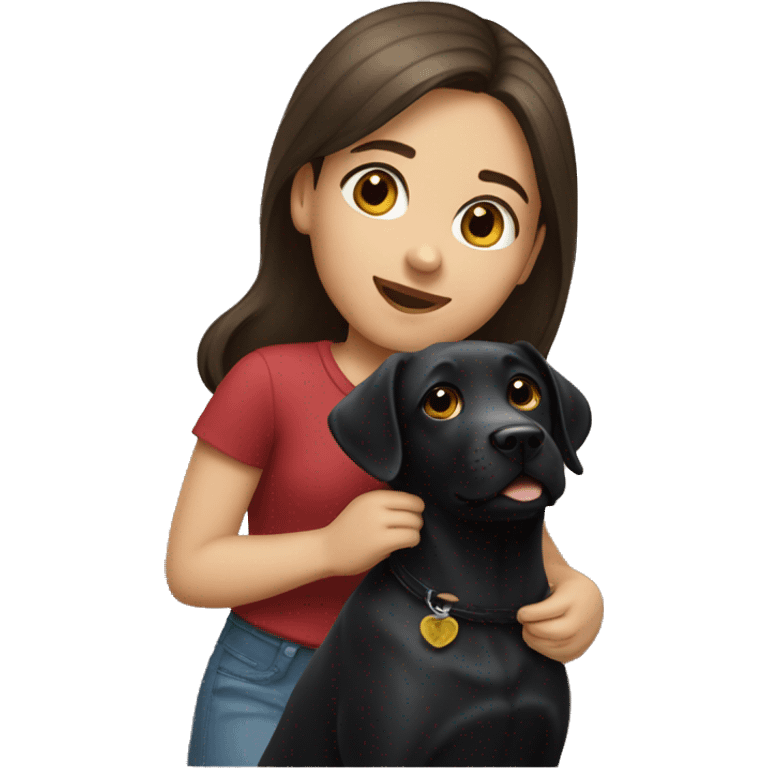 Brunette girl with black labrador emoji