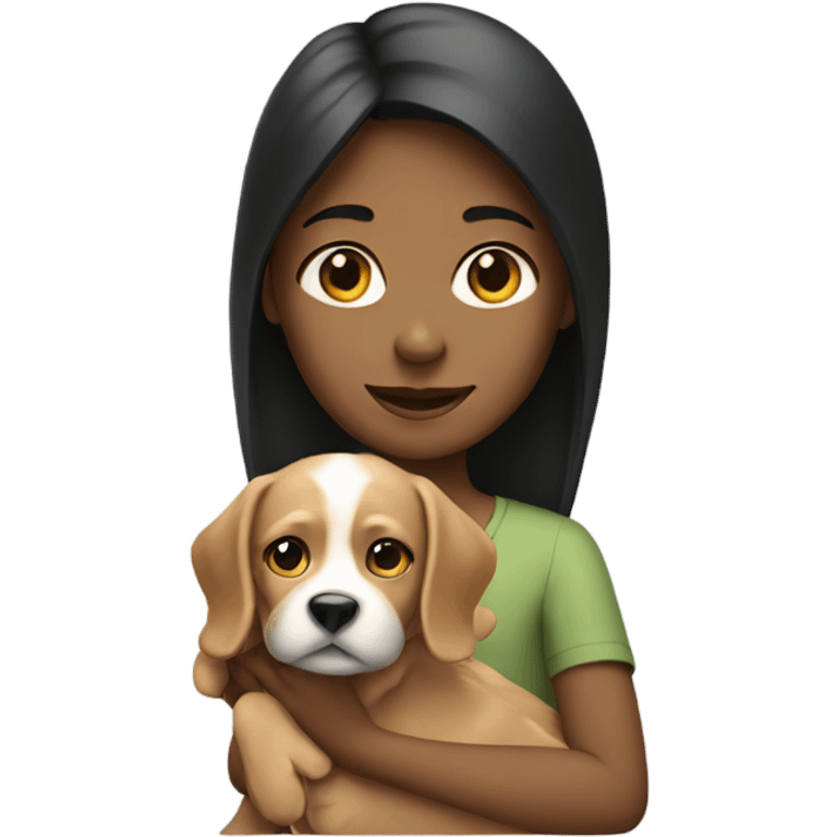 Girl holding a dog emoji