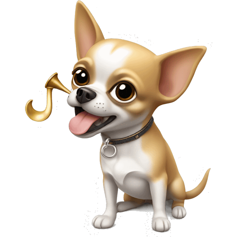 chihuahua qui jouede la trompette emoji