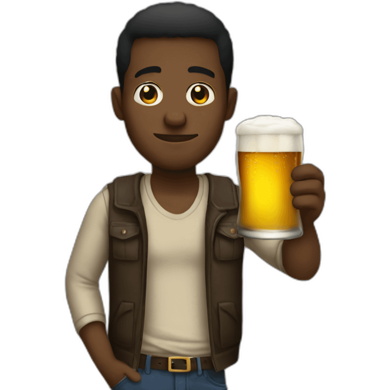 A black man drinking beer  emoji