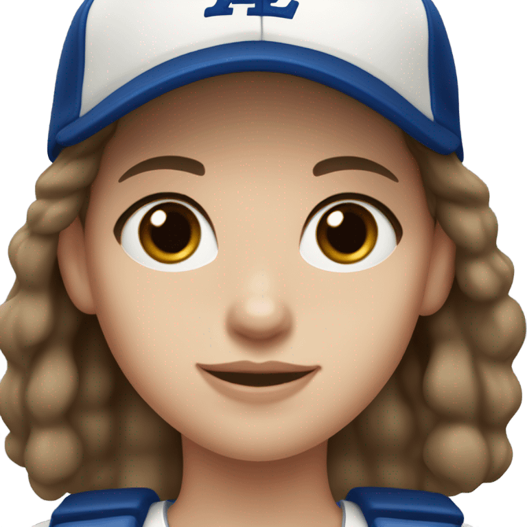 White girl with brown eyes and dark brown hair with dodgers baseball cap  emoji