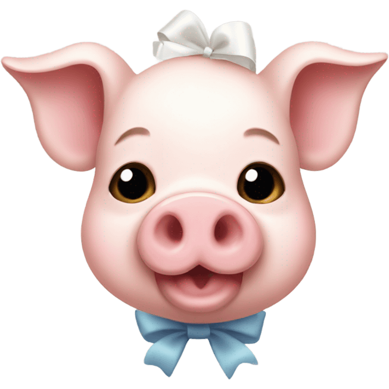 Cute pig with a white bow  emoji