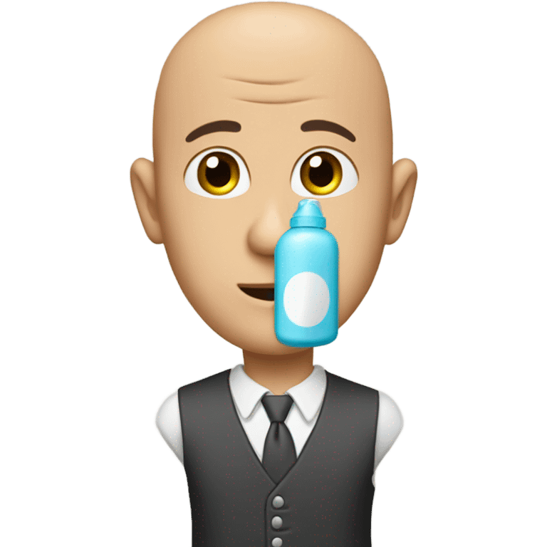 Bald guy with a baby bottle as head emoji