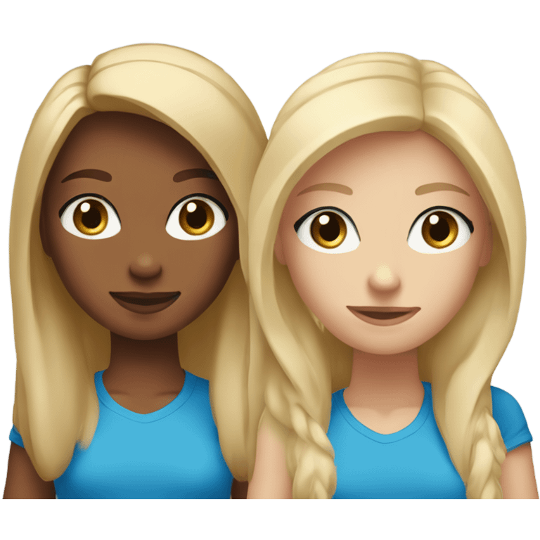 Two blonde girls one with blue eyes one with brown with Nike T-shirts on emoji