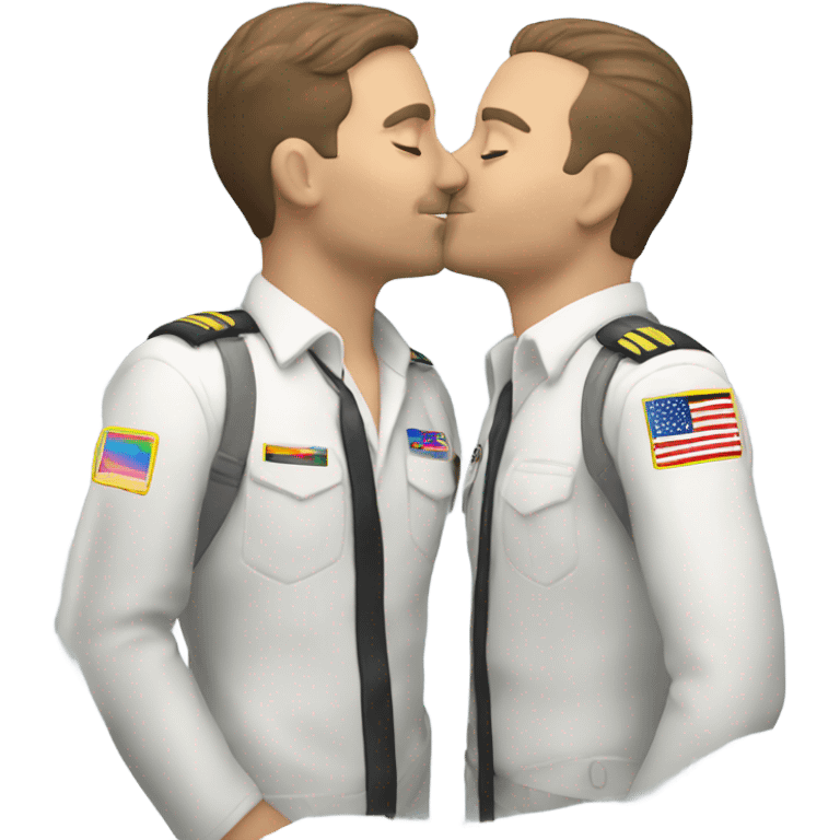 2 Caucasian male gay pilots kiss emoji