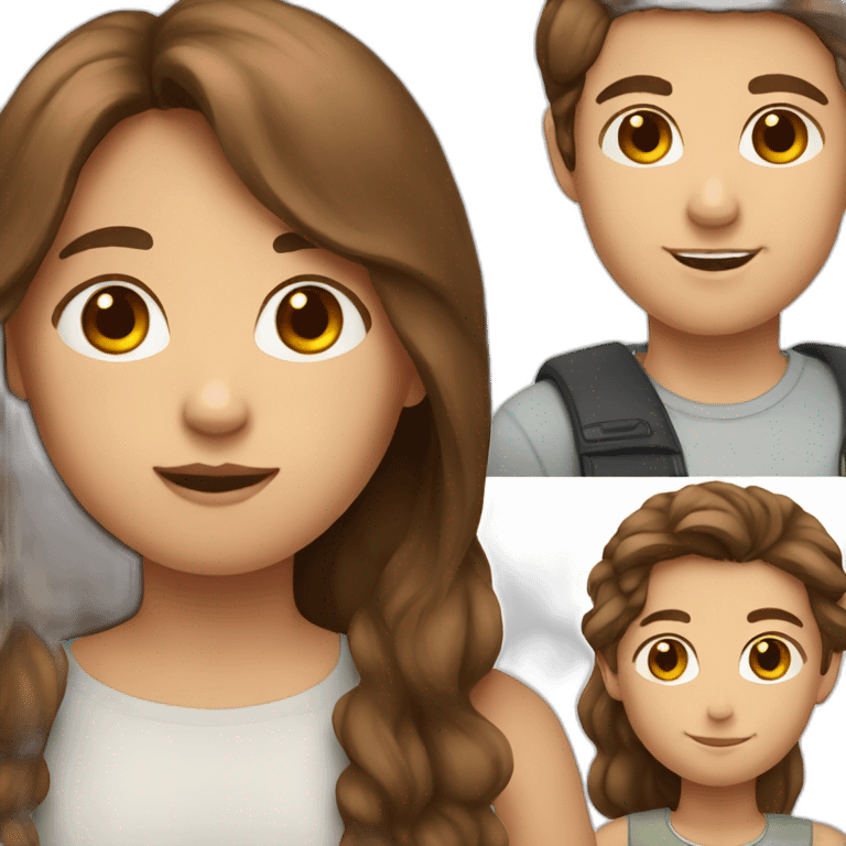 girl with long brown hair and boy with short brown hair bigger than her emoji