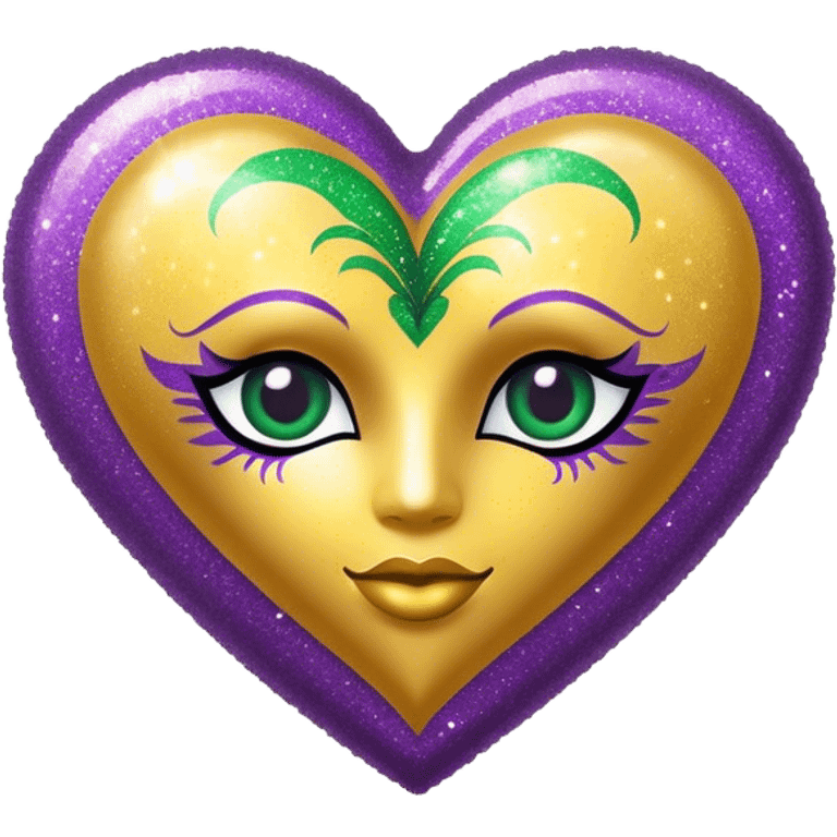 Mardi Gras glitter heart  emoji