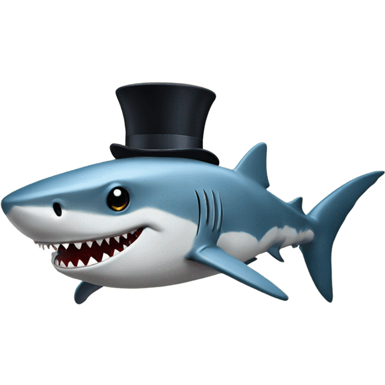 Shark with a top hat emoji