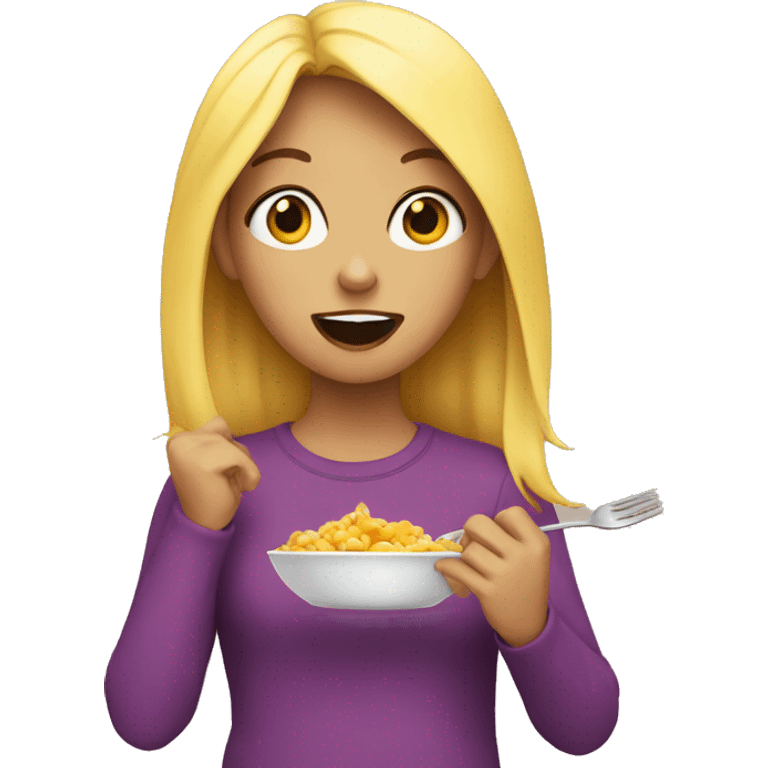 Girl eating a show emoji