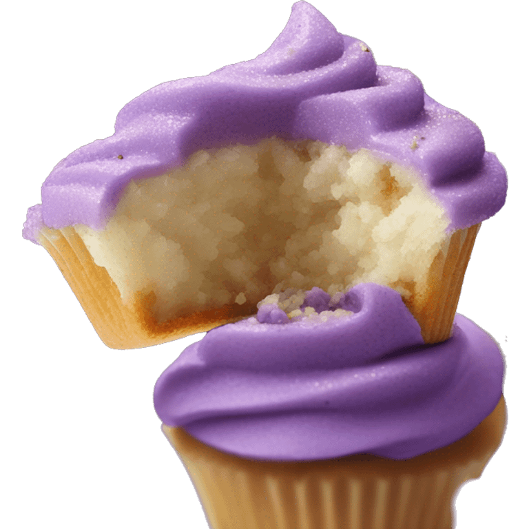 ube cupcake with ube cupcake crumbs on it emoji