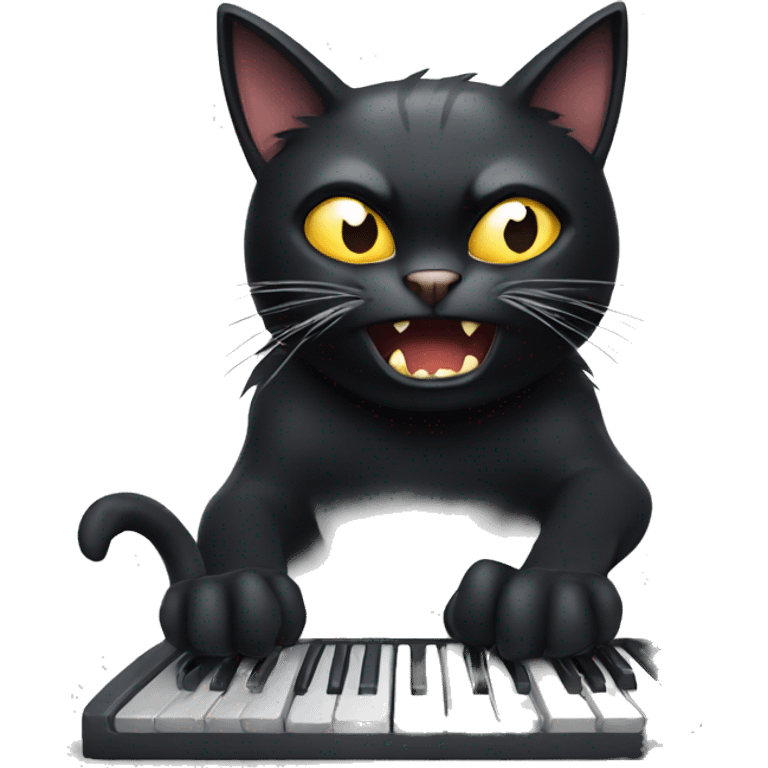 angry cartoon black cat smashing keyboard emoji