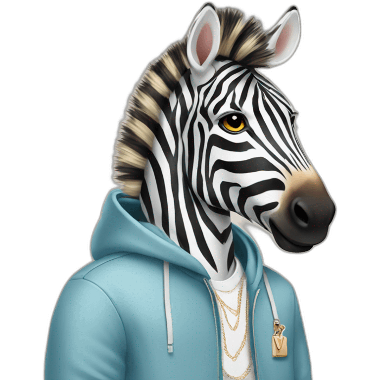 zebra wearing Louis Vuitton hoodie emoji