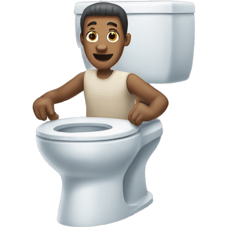 A skibidi toilet man with hooves and shark legs emoji