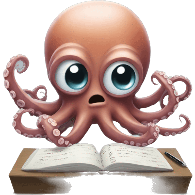 octopus writing codes emoji