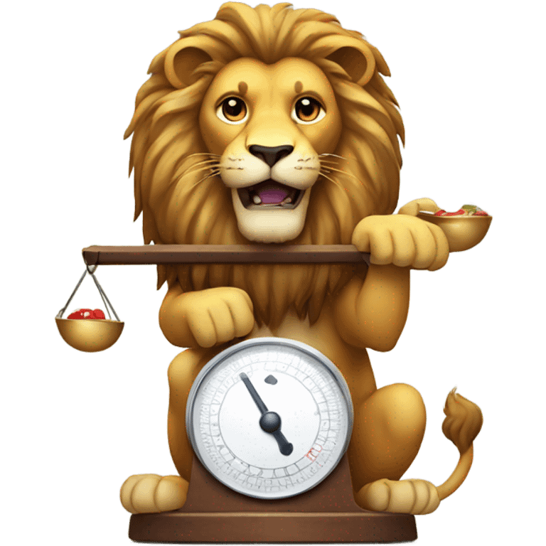 A lion holding a scale emoji