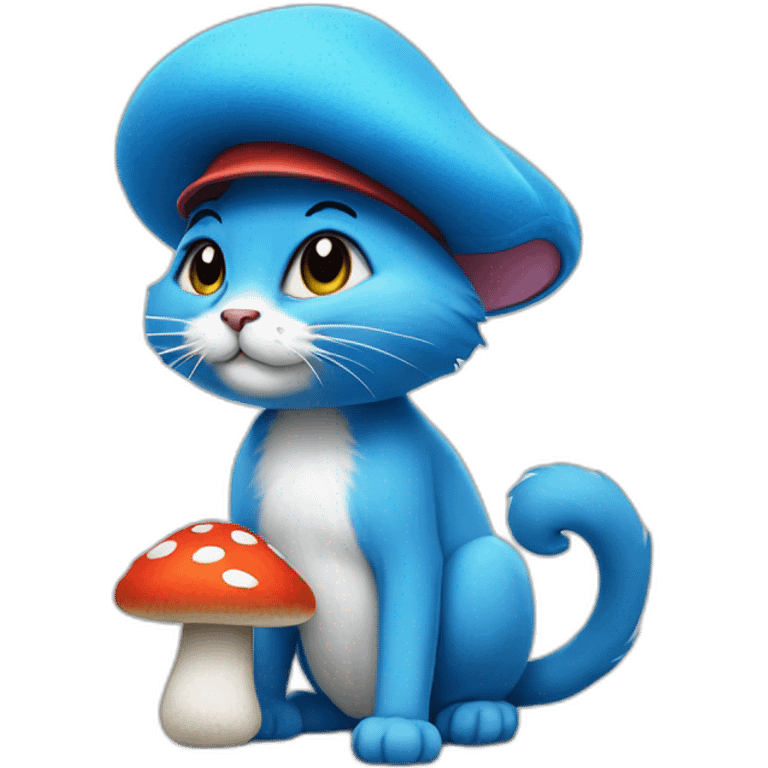 Smurf cat with mushroom hat emoji