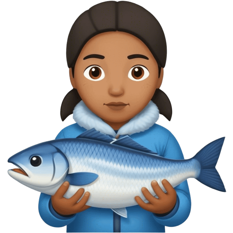 inuit with fish photrealistic emoji