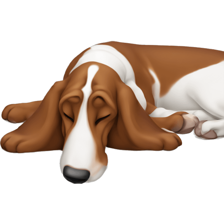 Basset hound sleeping on a mattress emoji