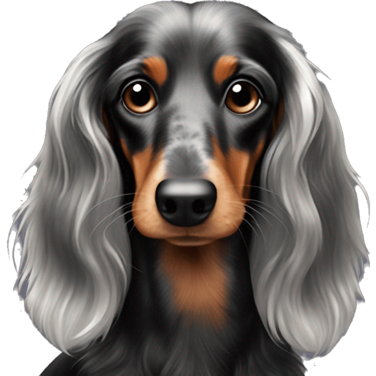 Black dapple long haired dachshund spotted emoji