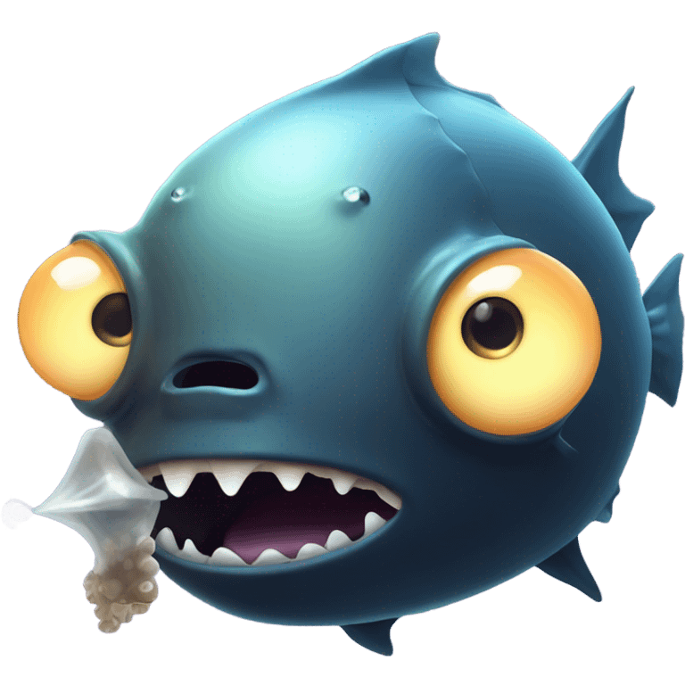 Anglerfish with glowing lure, sharp teeth, and big eyes. emoji