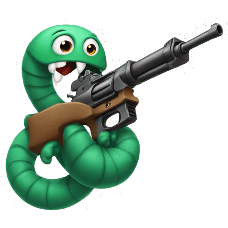 Worm holding a gun emoji