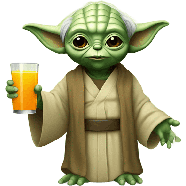 Yoda drinking orange juice emoji