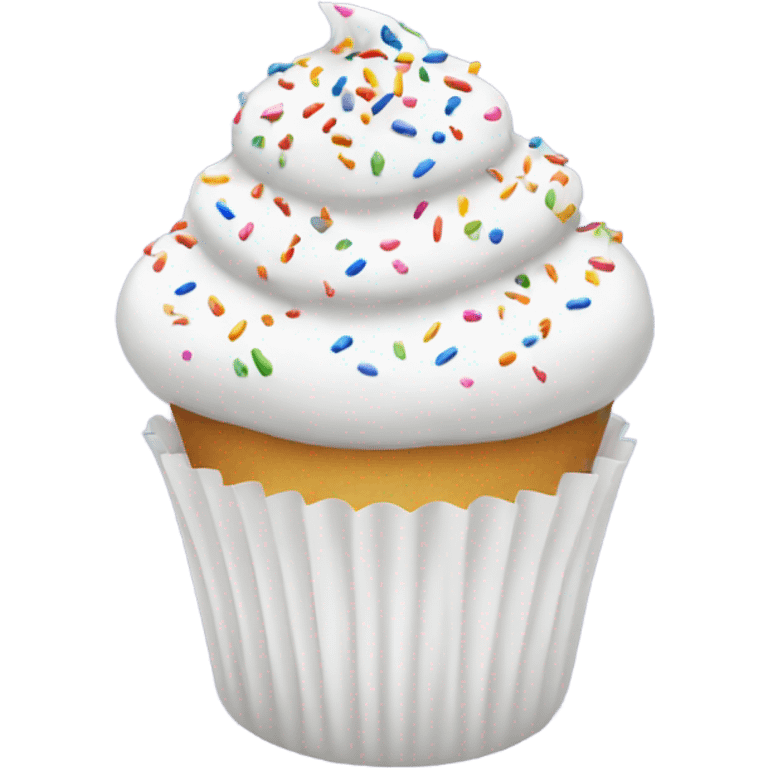 White cupcake with sprinkles  emoji