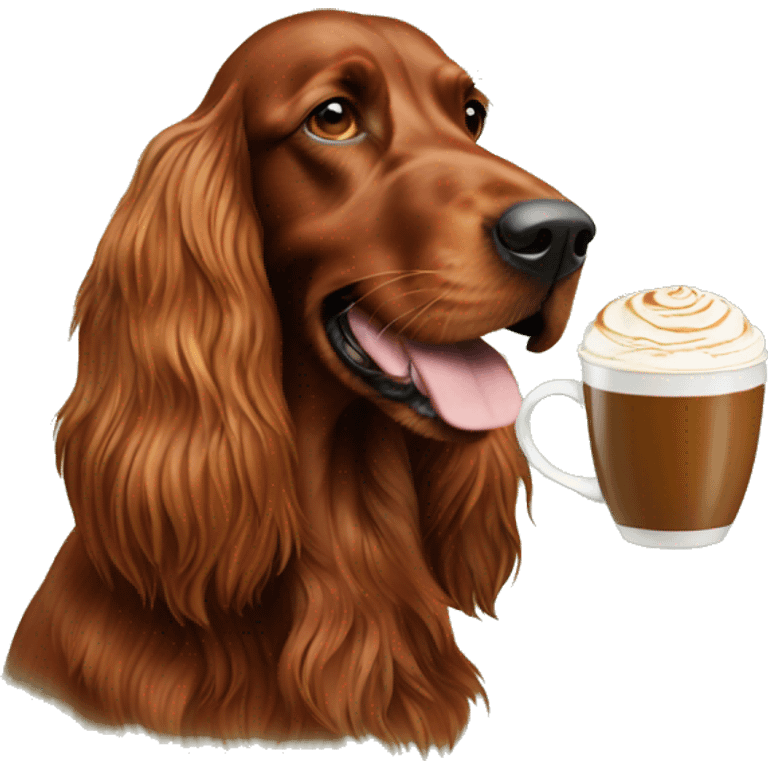 Happy Irish setter with cappuccino  emoji