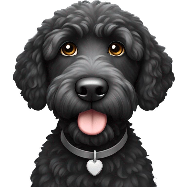 black labradoodle with small white patch on the chest  emoji