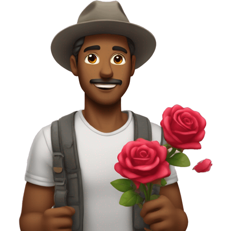 Hombre dando rosas emoji