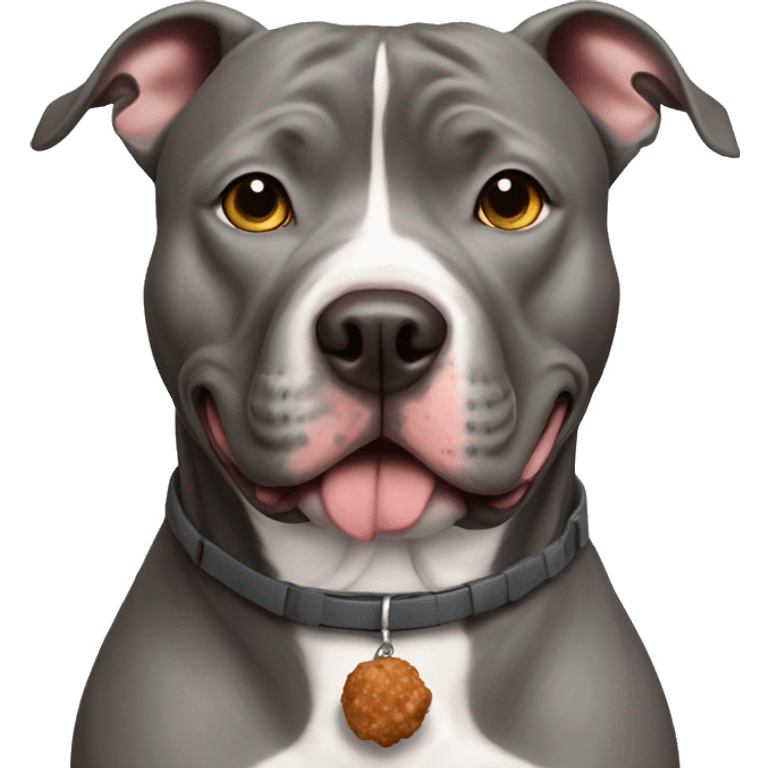  gray pitbull with meatballs on collar emoji