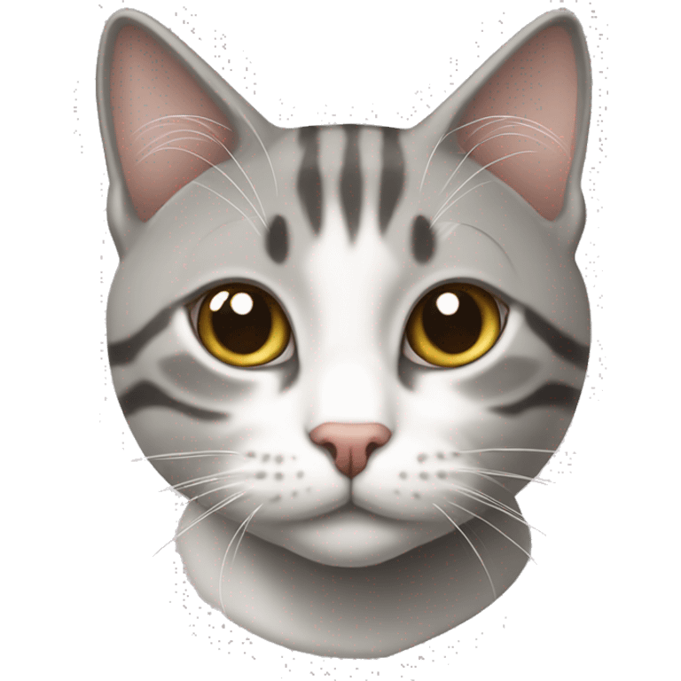 Grey and white tabby domestic short hair cat  emoji