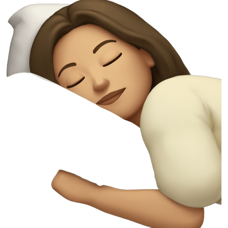 Brunette Caucasian women sleeping in bed emoji