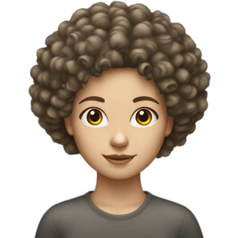 a young white woman with curly afro hair emoji